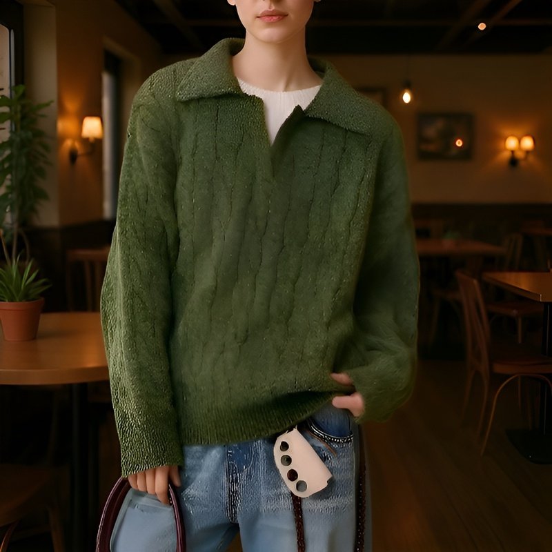 アメリカンスタイルのフェイクツーピース V ネック セーター、オーバーサイズ、厚手のニットウェア、暖かくて着心地が良い、ユニセックス、秋冬用、ゆったりとしたリラックススタイルのウール ベースレイヤー 