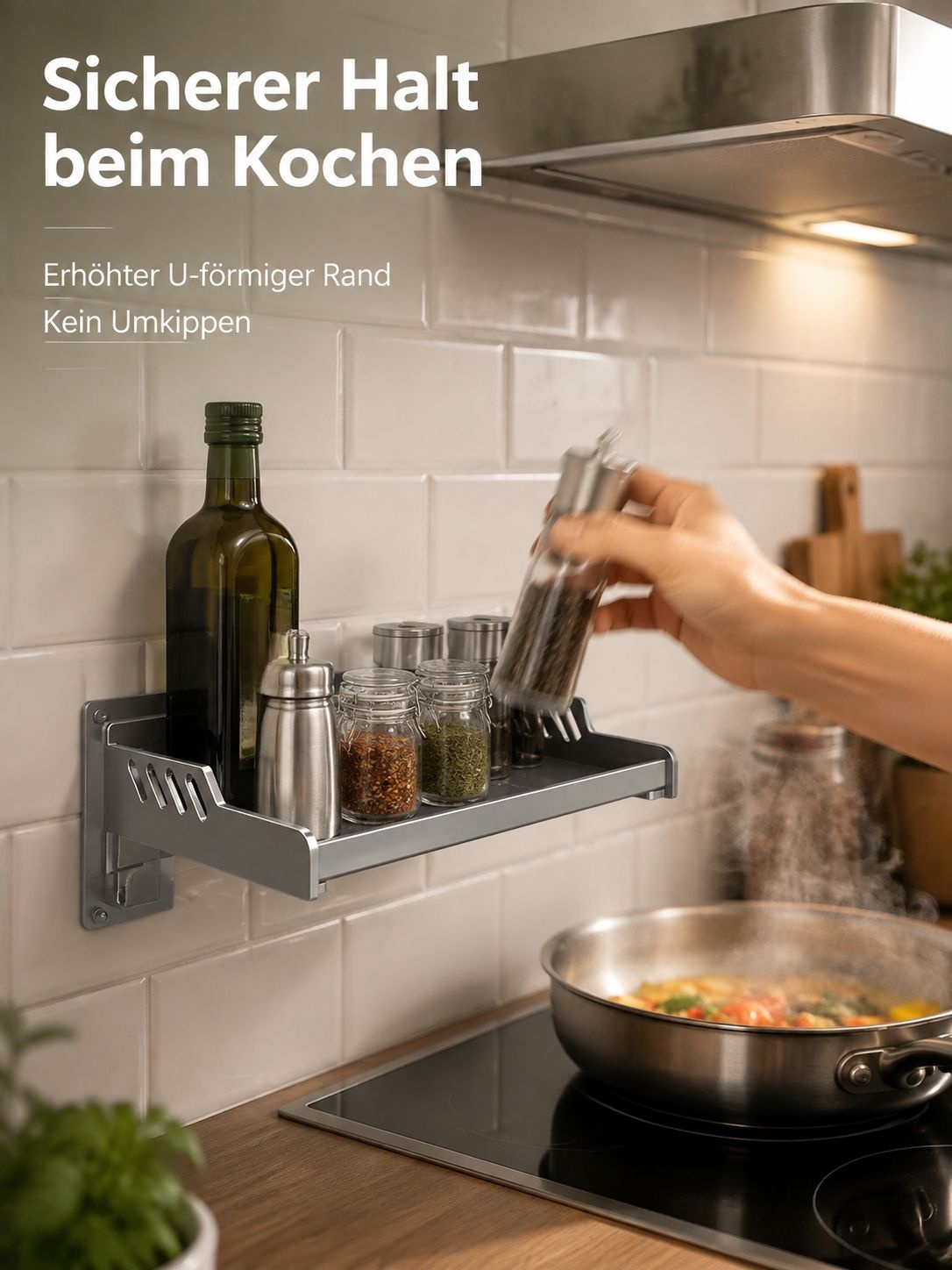 Multifunktionales hängendes Regal für Gewürze, Flaschen und Zubehör