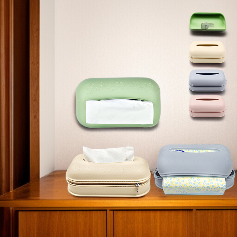 シリコンティッシュボックス 家庭用 リビングルーム コーヒーテーブル ペーパーボックス 車用 ペーパーボックス ジッパー付き 壁紙 ティッシュ収納ボックス
