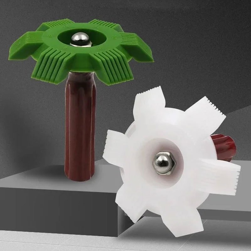 Cooling system fin cleaning and correction brush