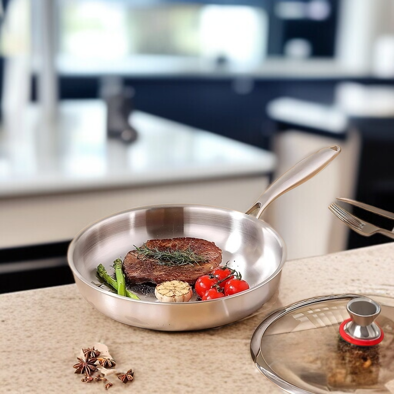 Sartén de acero de tres capas para cocina de inducción