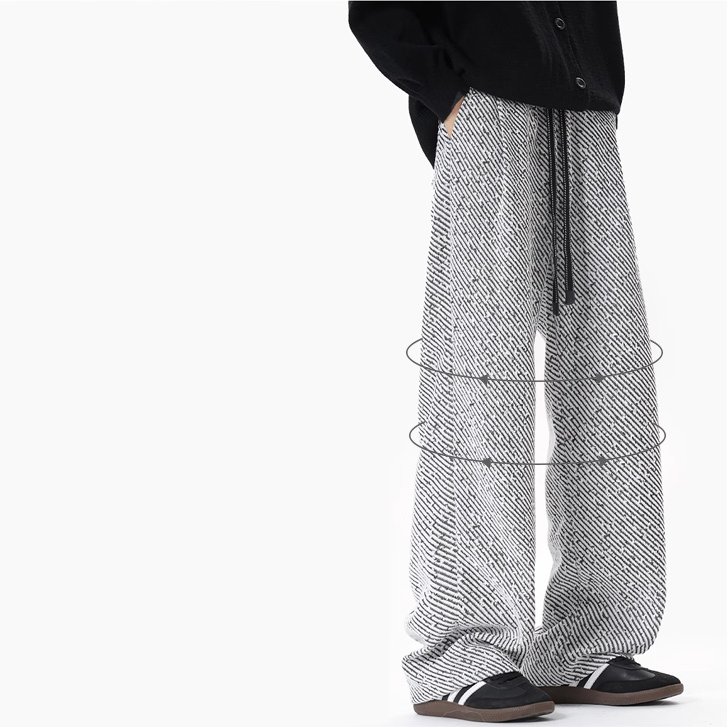 남성용 편안한 슬림핏 와이드 팬츠 측면