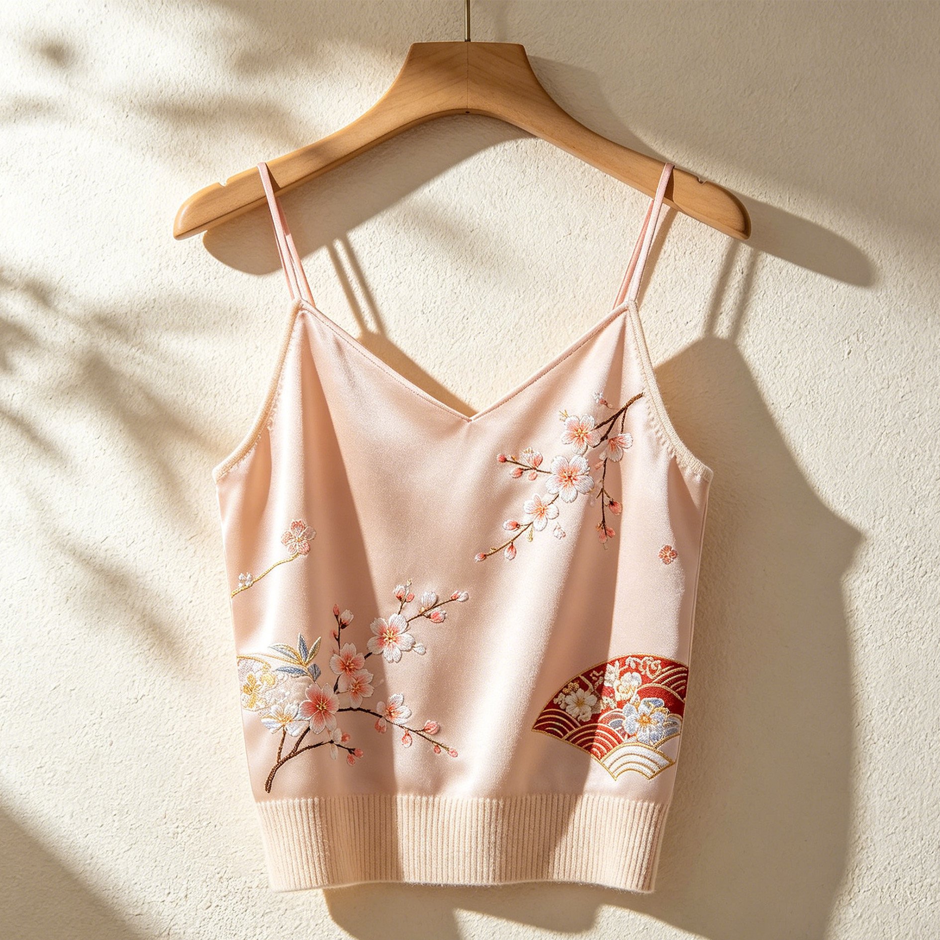 中国風刺繍入りバックレストップス