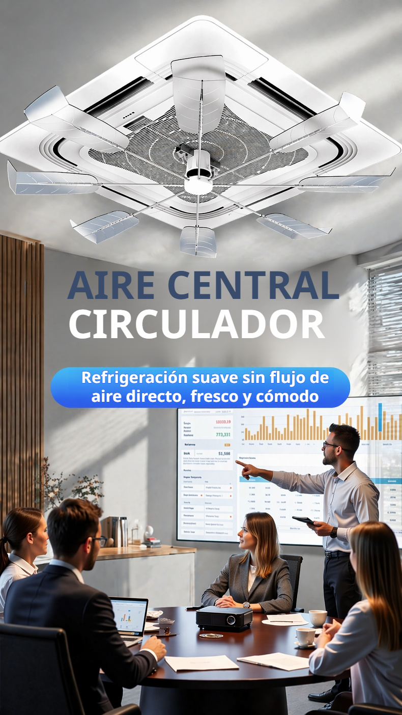 Ventilador de guía para aire acondicionado central instalado en techo de oficina