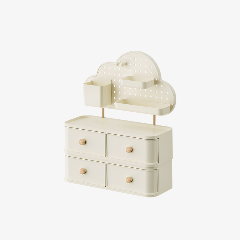 Drawer-Style Desktop Cloud Storage Box with Holes, High-Capacity Organizer Shelf