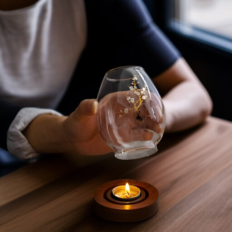 透明なガラスの燭台、中国風の装飾品、ロマンチックなキャンドルライトディナー、禅レトロホーム防風キャンドルカバー