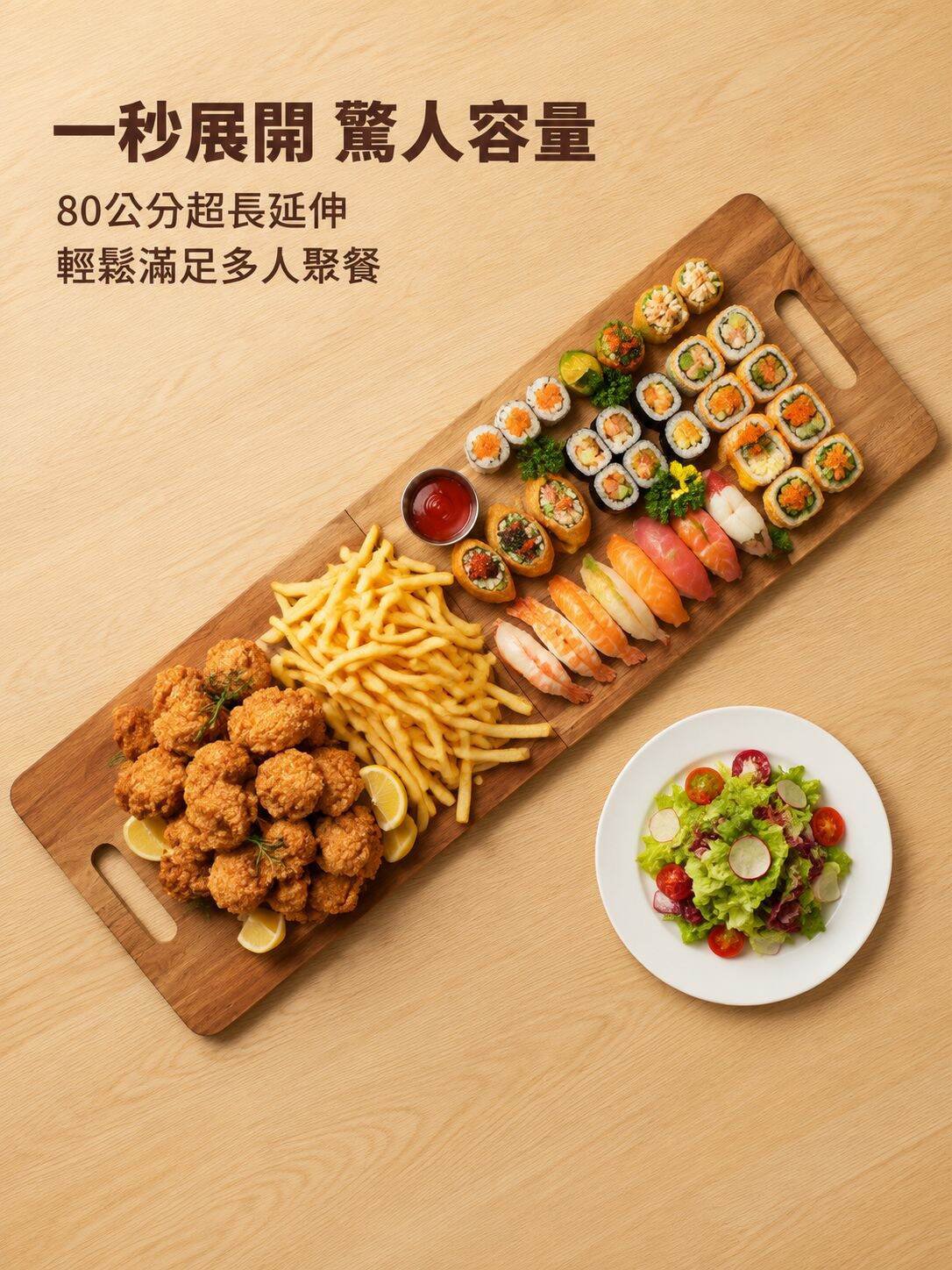 加厚實木摺疊切菜板帶手把多功能熟食盤