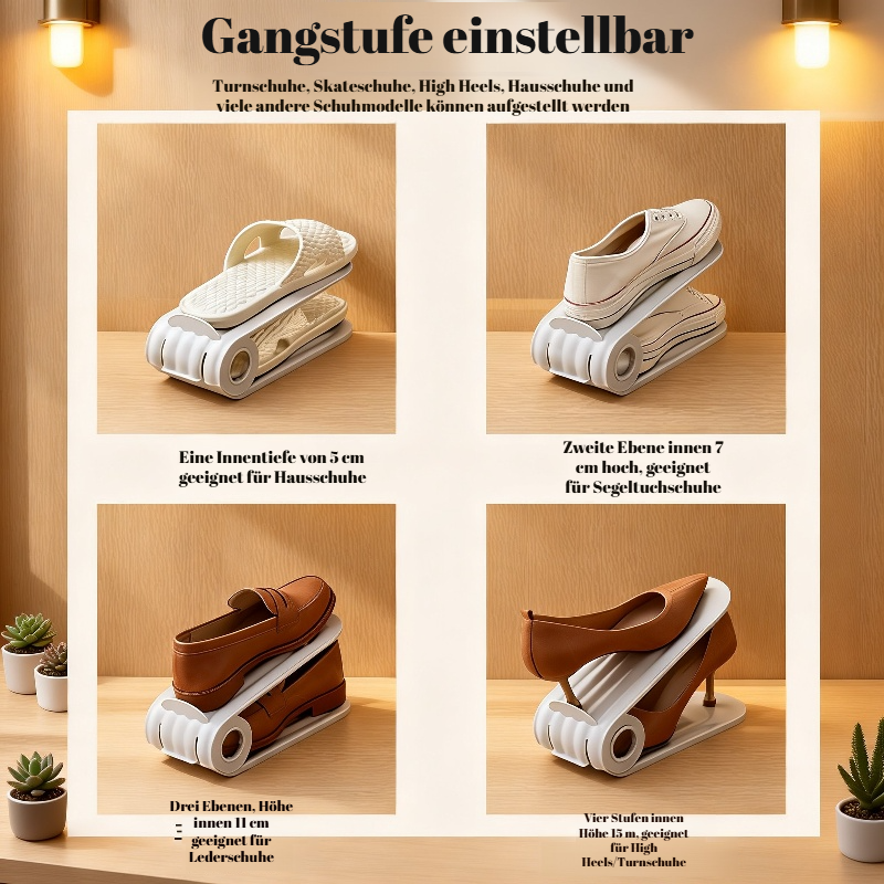 Mehrschichtiger, verstellbarer, faltbarer Doppel-Schuhregal-Schuhhalter