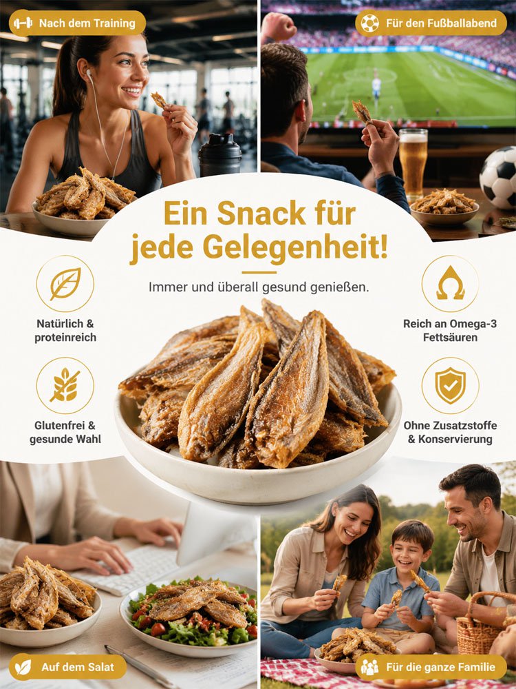 Kleine getrocknete Fische, frisch gefangen aus dem Nordatlantik.