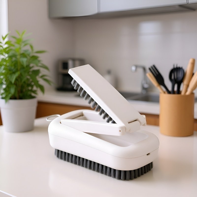 긴 손잡이와 부드러운 솔이 달린 접이식 구두 세척솔