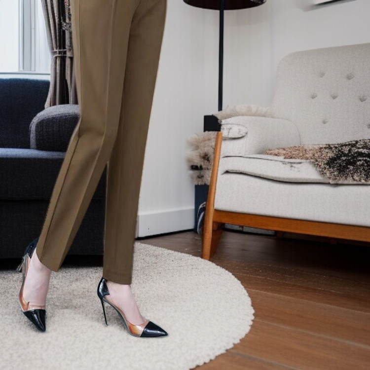 춘추 스모크 팬츠 여성 정장 바지 테이퍼드 팬츠