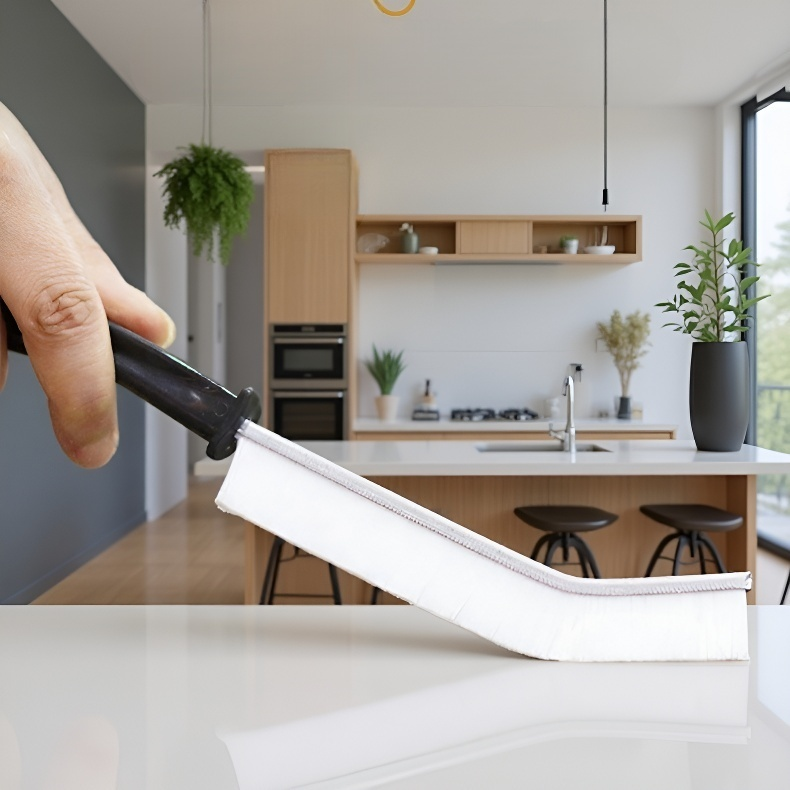 Brosse d’entretien pour fentes et interstices en action