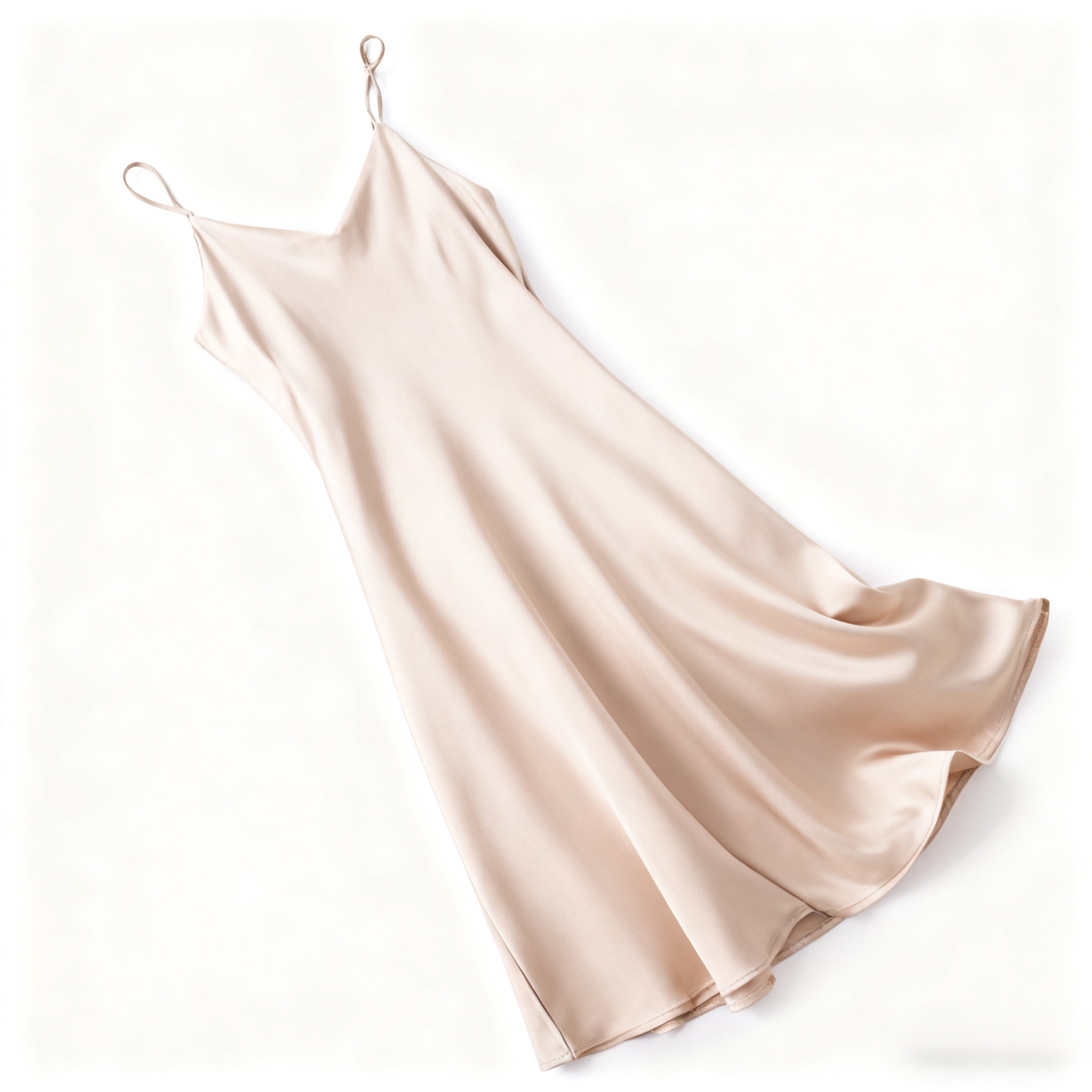 春夏向けレディースミドル丈スリップドレス全体画像