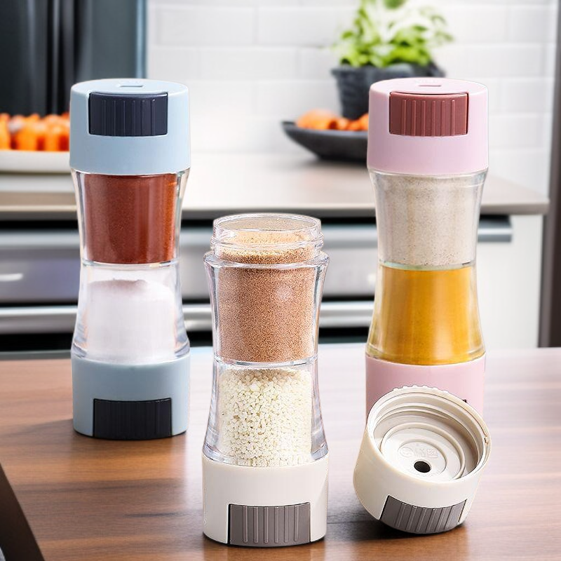 Hordozható mini fűszertartó doboz konyhai sóadagoló nyomófejjel