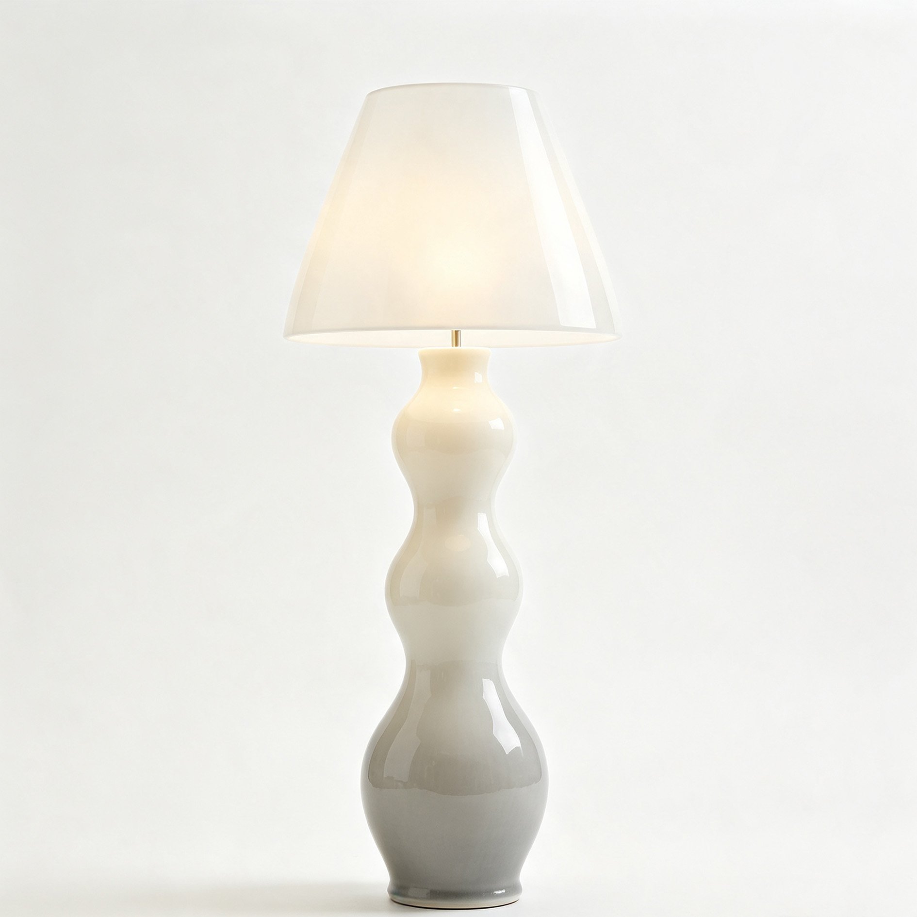 Close-up of ceramic lamp base with gradient design
