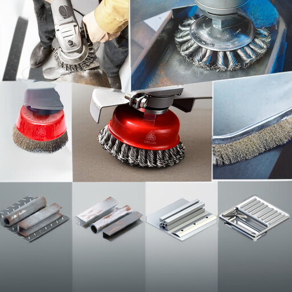 DELUN Factory Use International Standard Hardware Tools Carbon Steel Twisted Round Steel Wire Cup Br