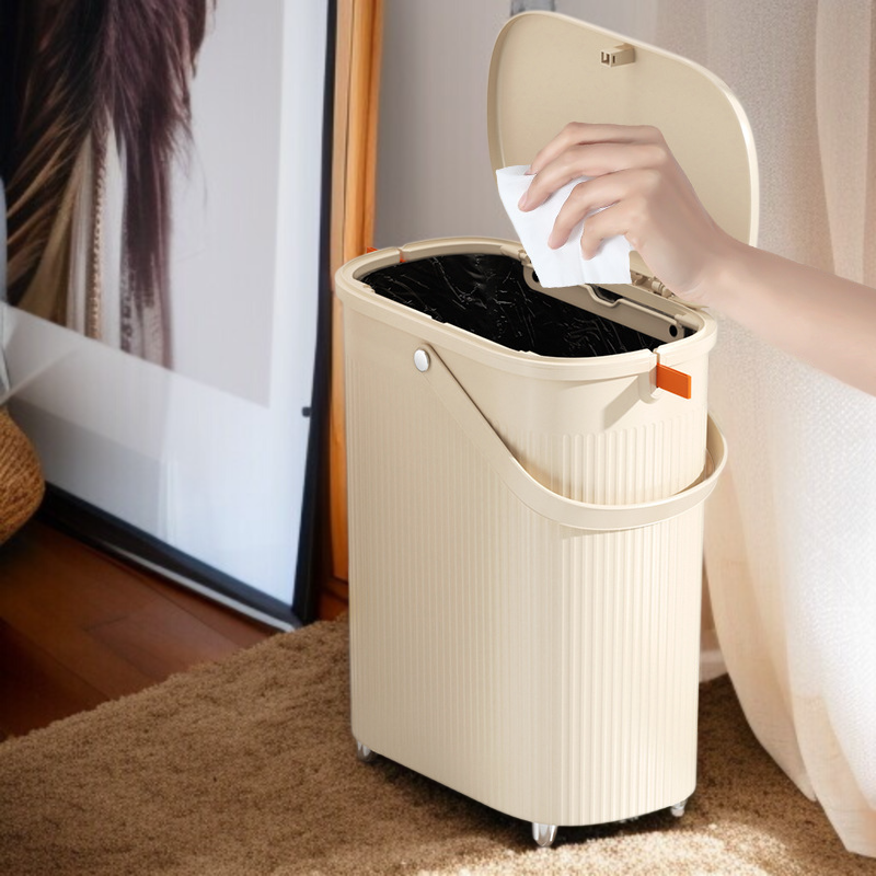 Large Capacity Trash Can for Kitchen and Bathroom, Automatic Packing, Clip-on Design
