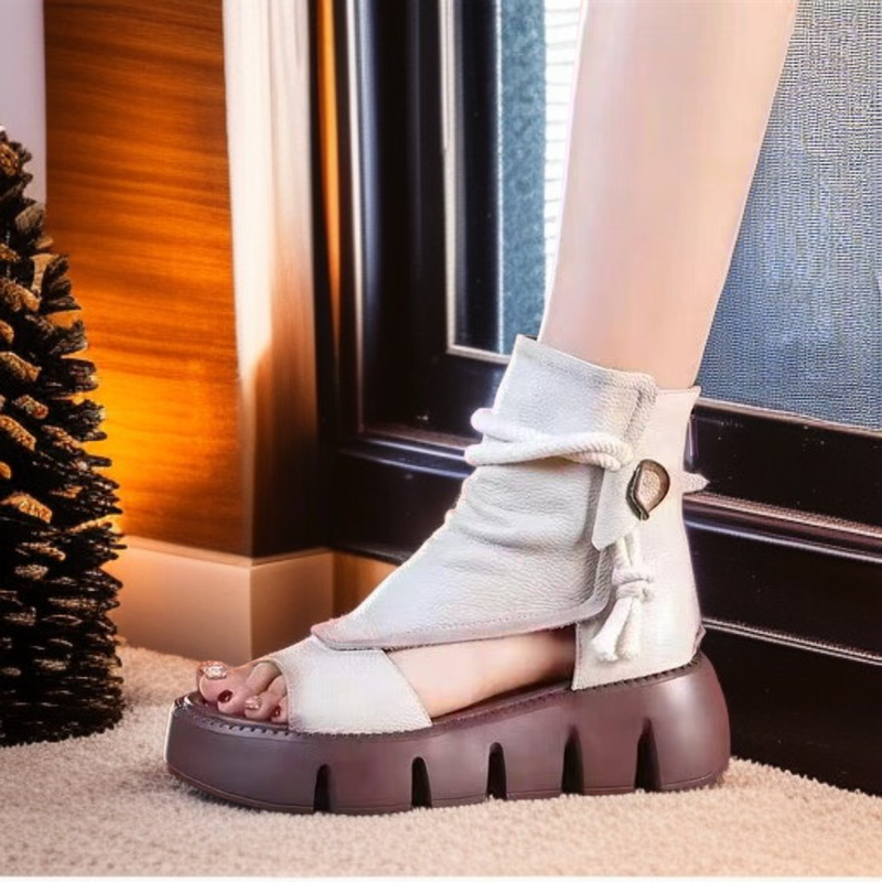 Summer Women's High-Cut Platform Roman Sandals, Stylish Wedge Open-Toe Design