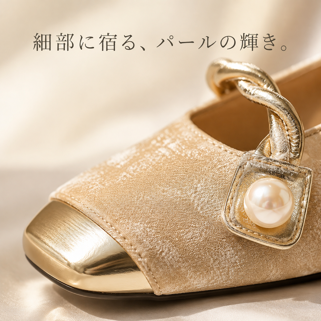 レディースシャネル風太ヒールマリ―ジェーンパンプス