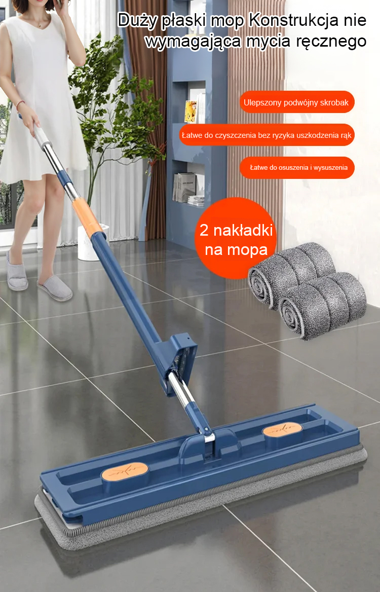 Nowy duży mop płaski do sprzątania podłóg