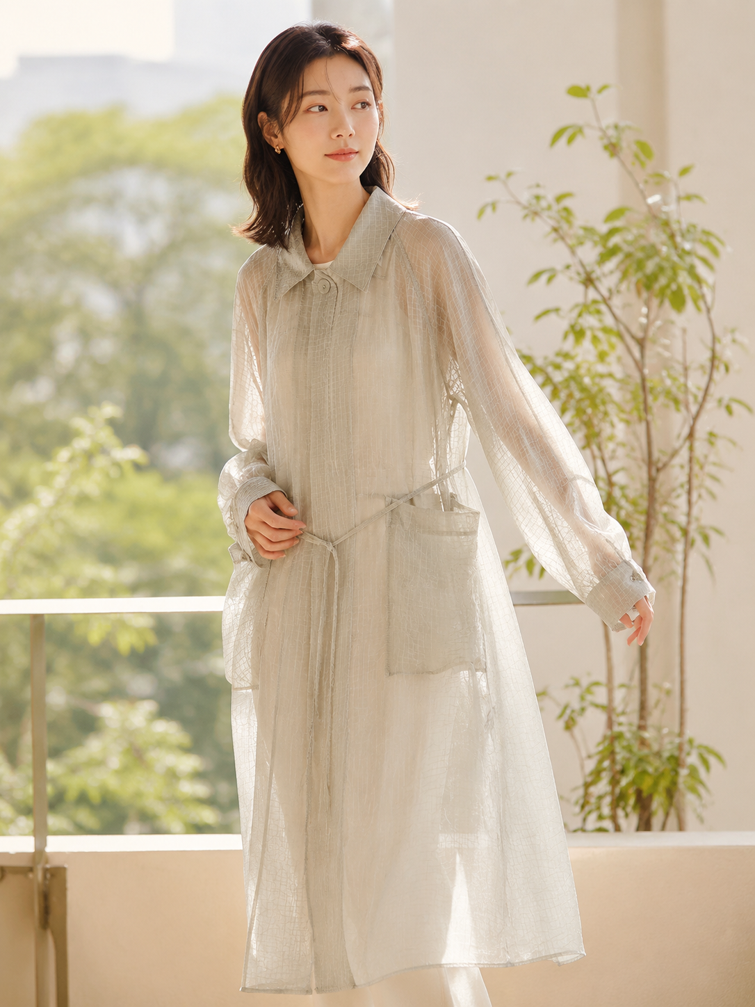シルクロング丈UVカットシャツ
