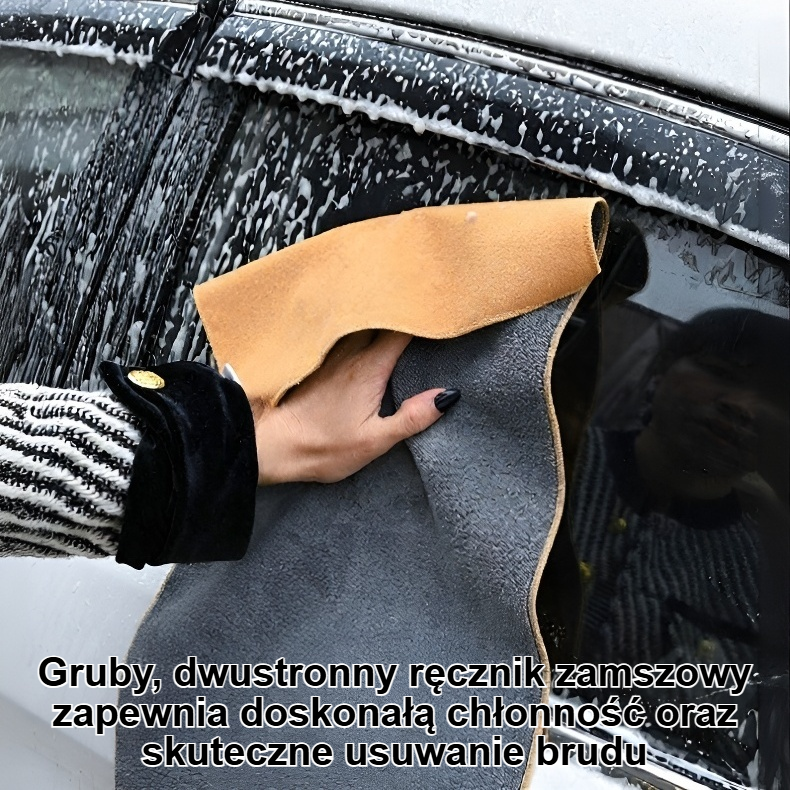Gruby, dwustronny ręcznik zamszowy do mycia samochodu