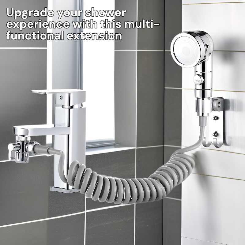 Multi-functional Shampoo Shower Head Extension with Water Stop Switch