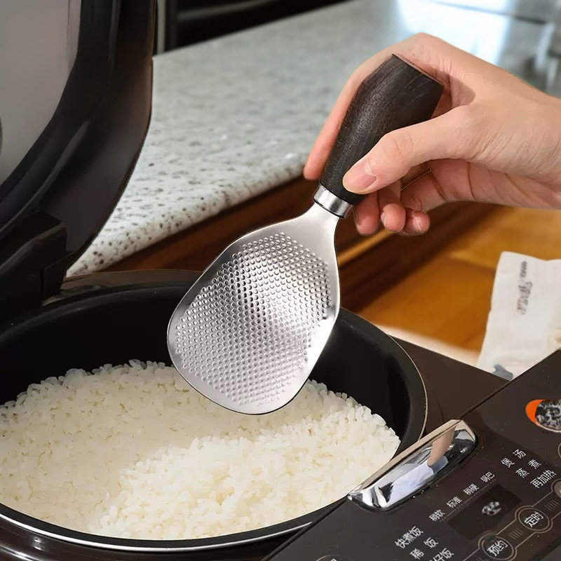가정용 스텐 밥주걱 스탠드형 논스틱 나무 손잡이 밥주걱 밥솥 전용주걱