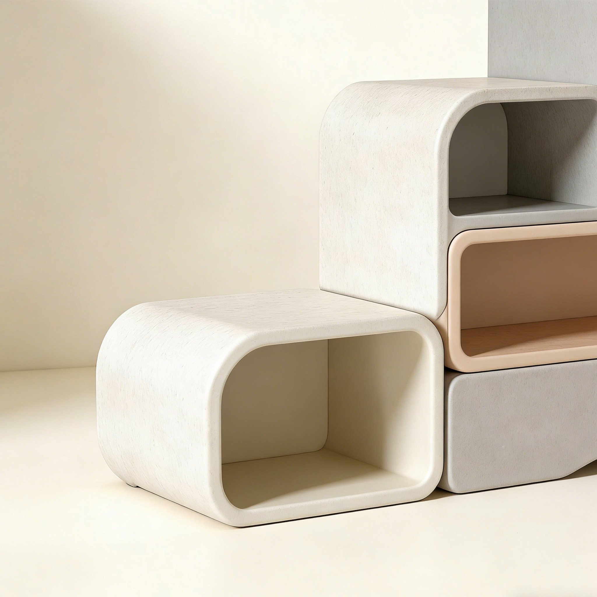 모던 인테리어에 어울리는 기하학적 수납장