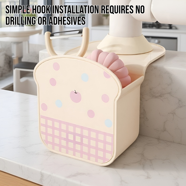 Hook-type sink drain basket hanging in kitchen sink