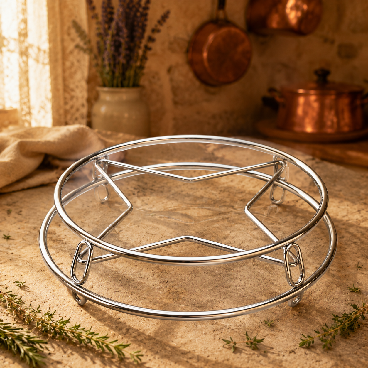 Grille vapeur en acier inoxydable résistant à la chaleur, support de casserole double usage