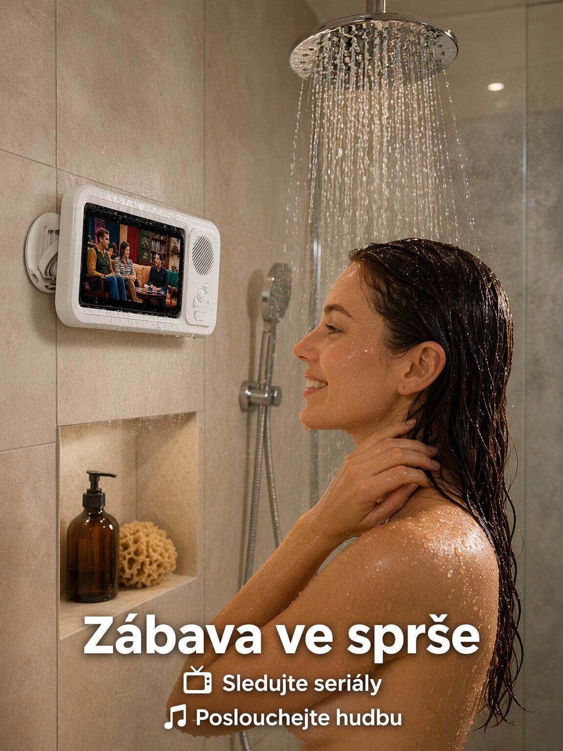Vodotěsné pouzdro na telefon do koupelny s dotykovým ovládáním, pro zábavu ve sprše