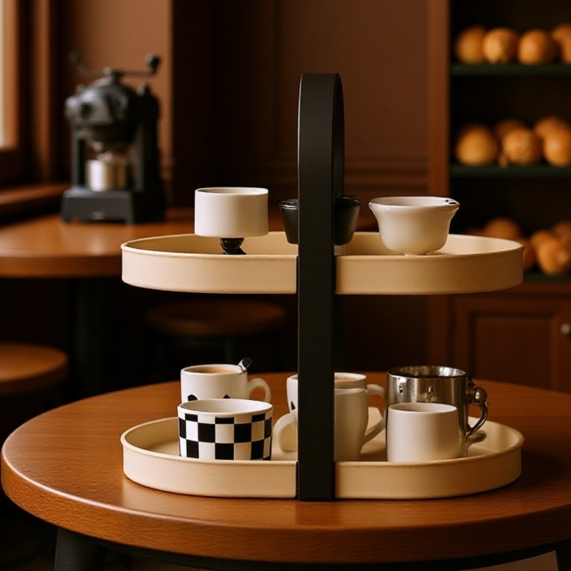 Vícevrstvý stojan na čajové šálky na stůl bez vrtání s ochranou proti prachu