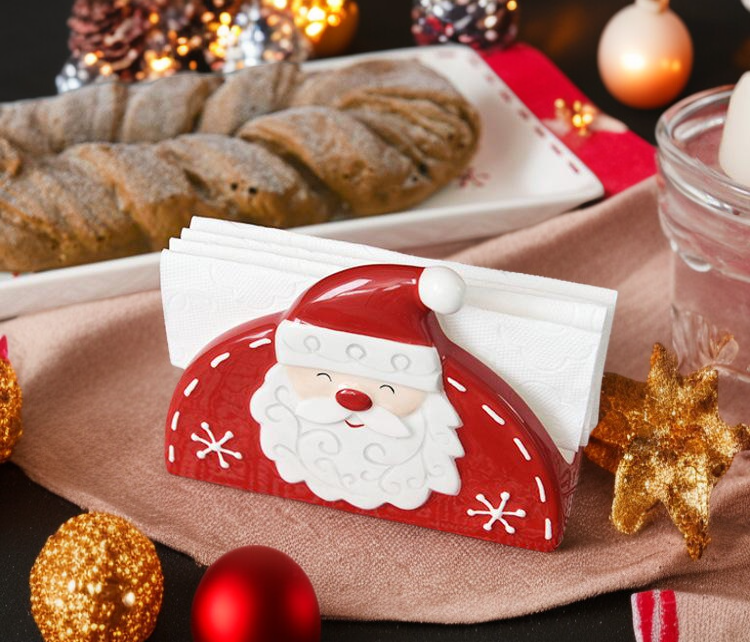 크리스마스 캐릭터 디자인 티슈 홀더 근접 사진