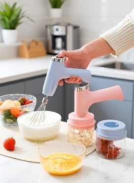 Batidora eléctrica multifuncional para el hogar en uso