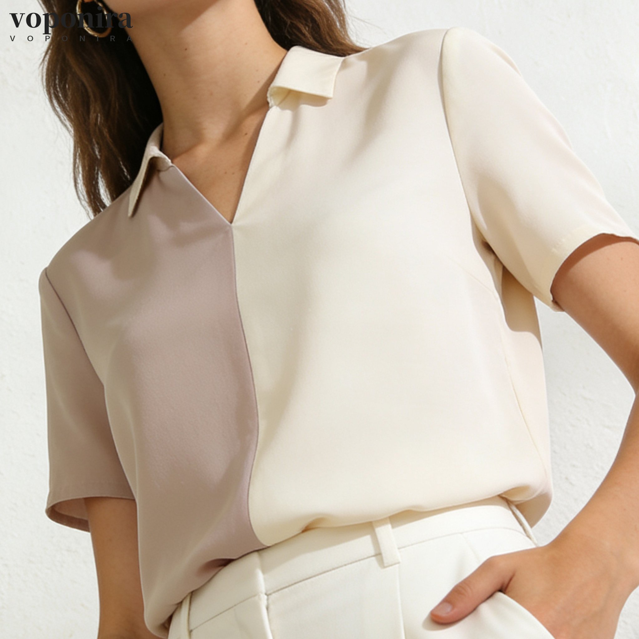 ライトピンクの半袖シャツ