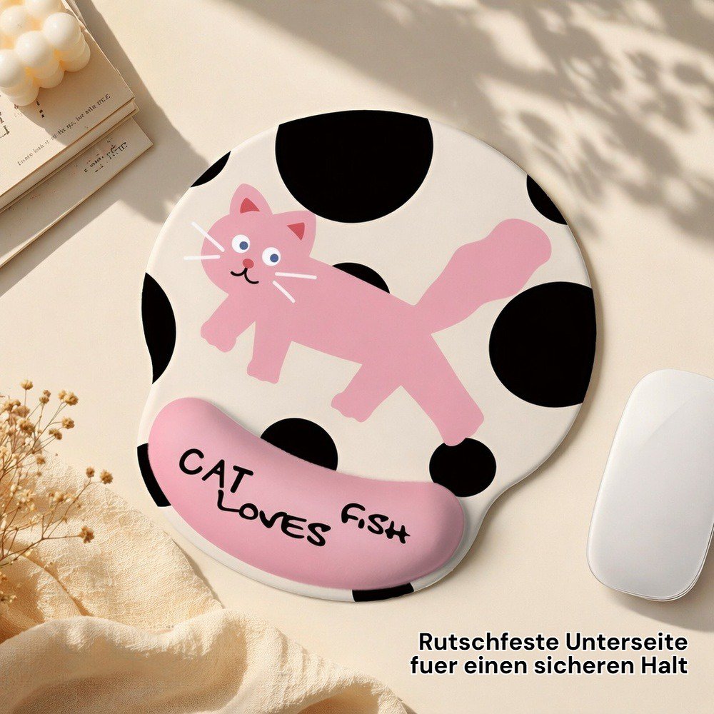 Rosa Katzen-Handgelenkauflage Mauspad, Tastatur-Handauflage für den Computer