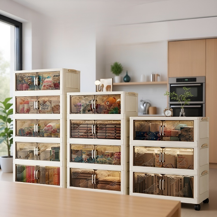 Gabinete plegable de almacenamiento de ropa multiusos de plástico