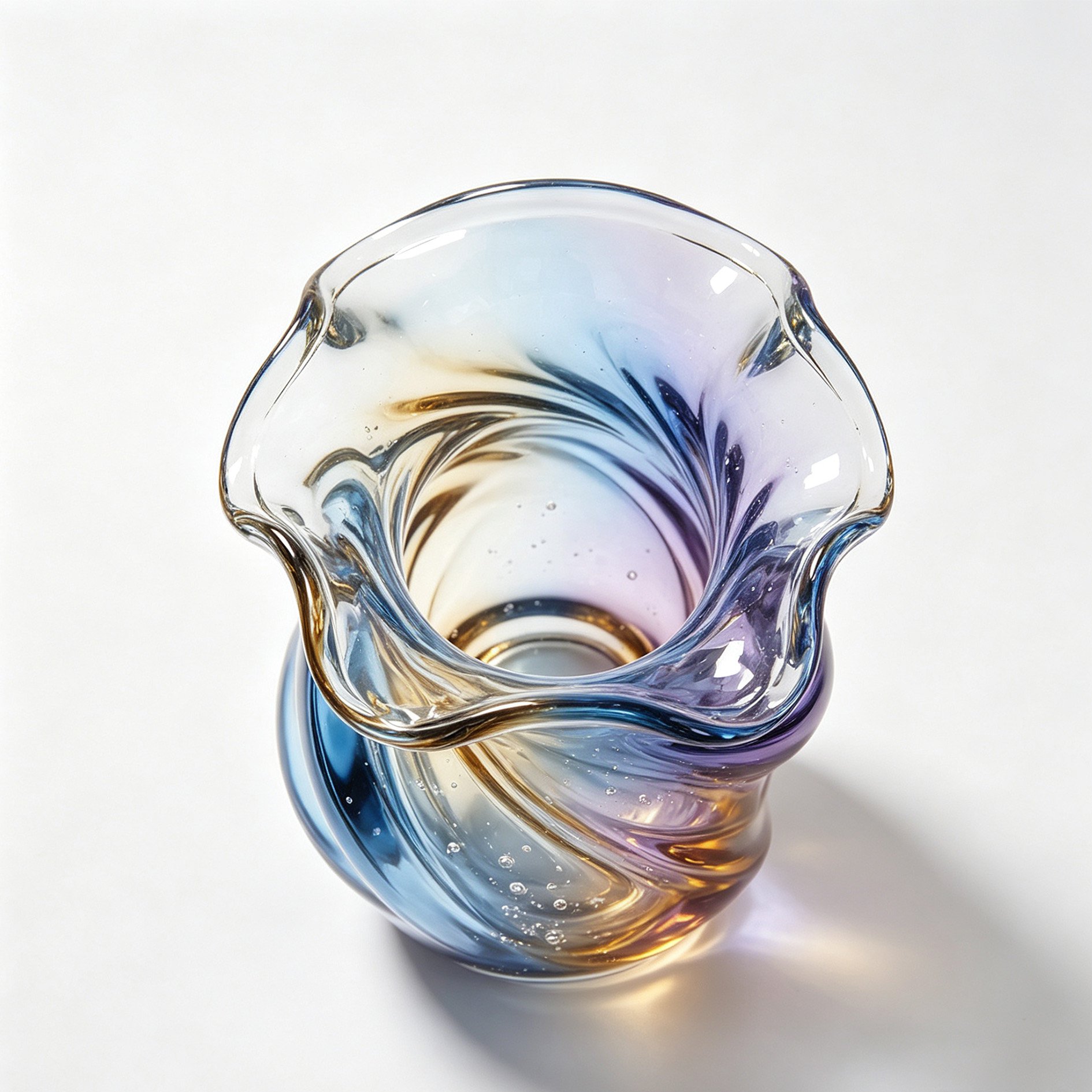 Fantasy Wave Swirl Pattern Glass Vase