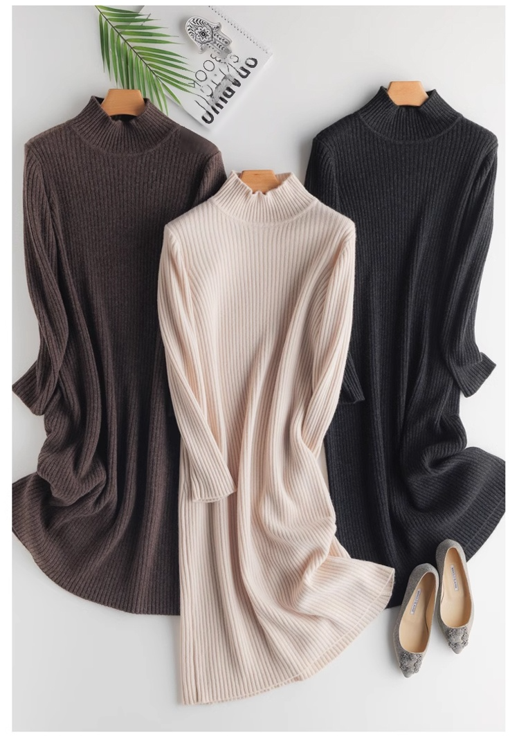 스타일리시한 반폴라 니트 원피스