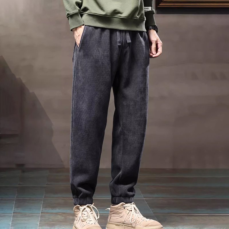 メンズ裏起毛カジュアルティーパードパンツ