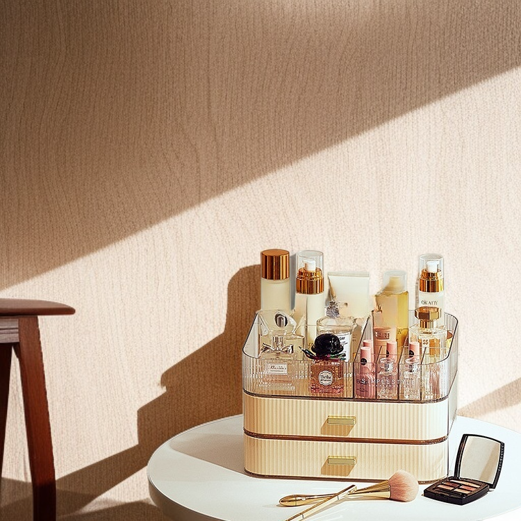 アクリル化粧品オーガナイザー 引き出しオーガナイザー デスクトップシェルフスキンケア化粧品ケースボックス