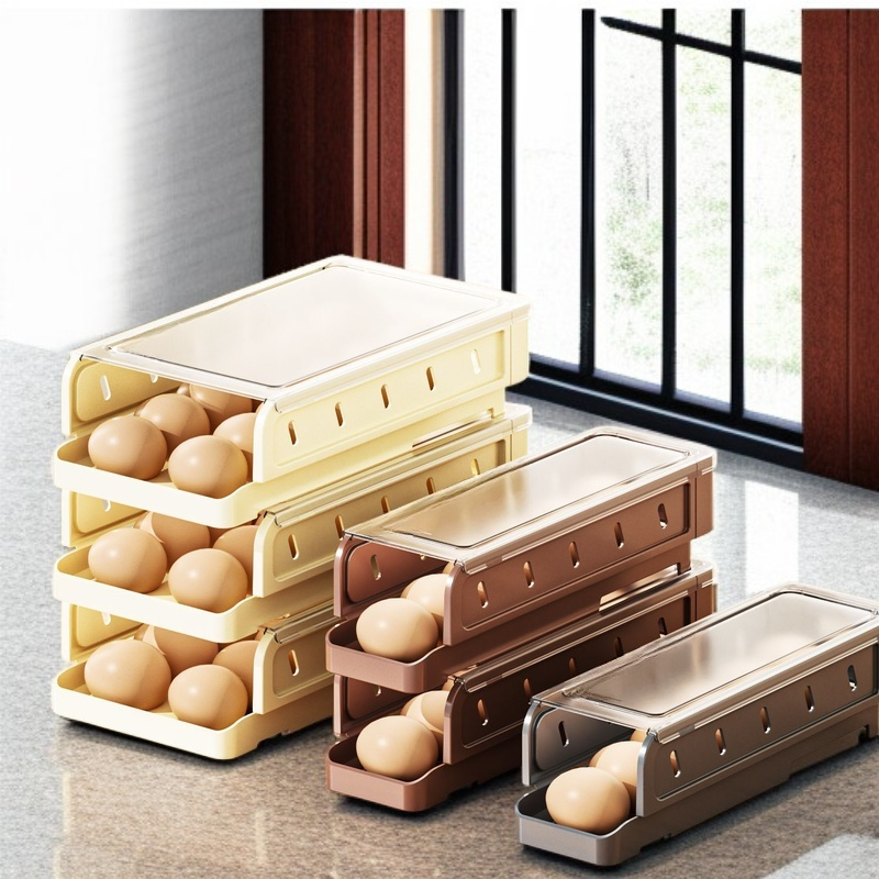 옆문 자동 보정 롤링 계란 수납함 접이식 가정용 계란 케이스 미끄럼틀 계란 홀더