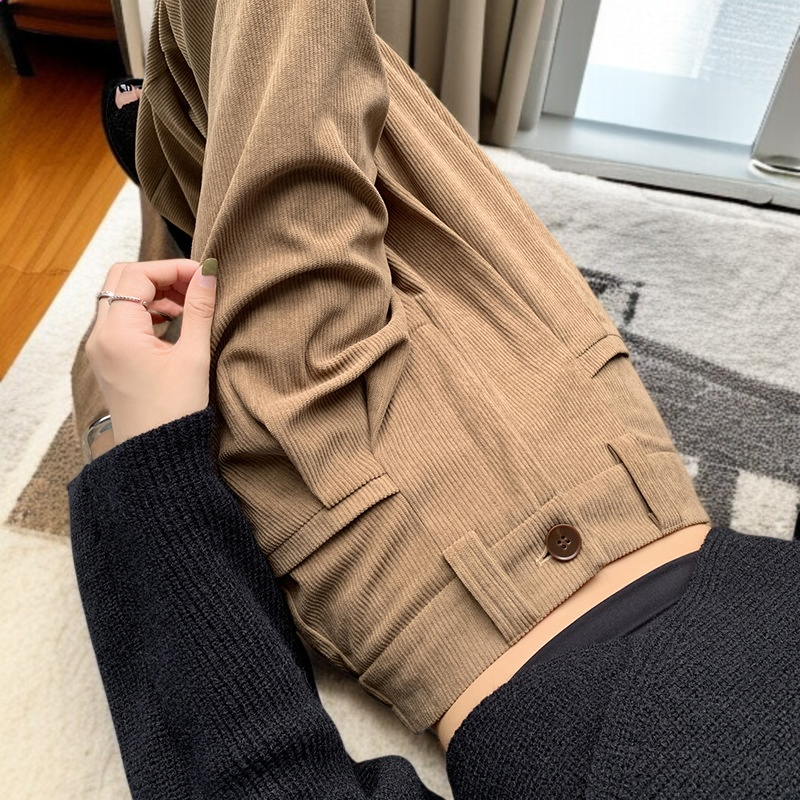 ワイドパンツ レディース 厚手 コーデュロイ ドラッグパンツ ハイウエスト ストレート ラッド カジュアルパンツ ブラウン ワイドパンツ レディース シェニール織 パッド付き カジュアルパンツ