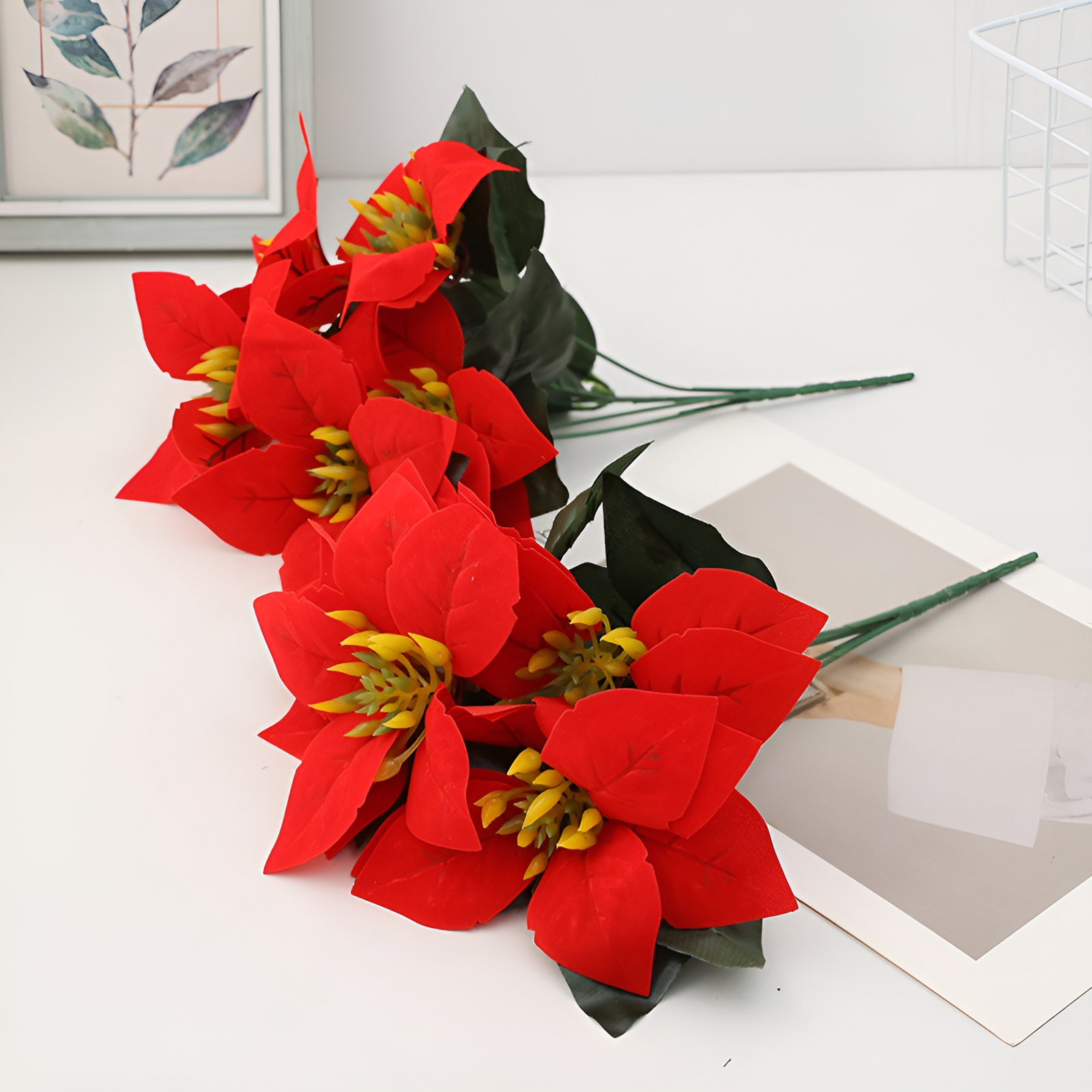 一品紅家居裝飾仿真花束擺設