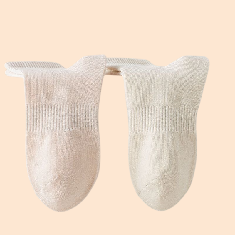 女性用純綿ソックス・無地・吸汗・通気性・カジュアル薄手ミドル丈