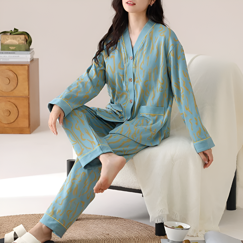 長袖開襟衫家居服