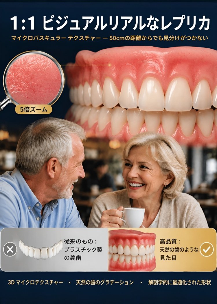 自然にフィットするフルカバー義歯セット