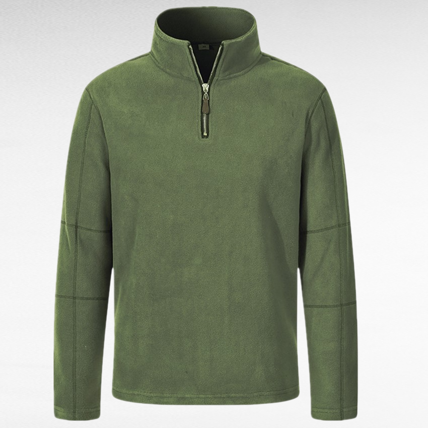 Herren-Fleece-Pullover mit Stehkragen und halbem Zipper, langärmlig, modisch