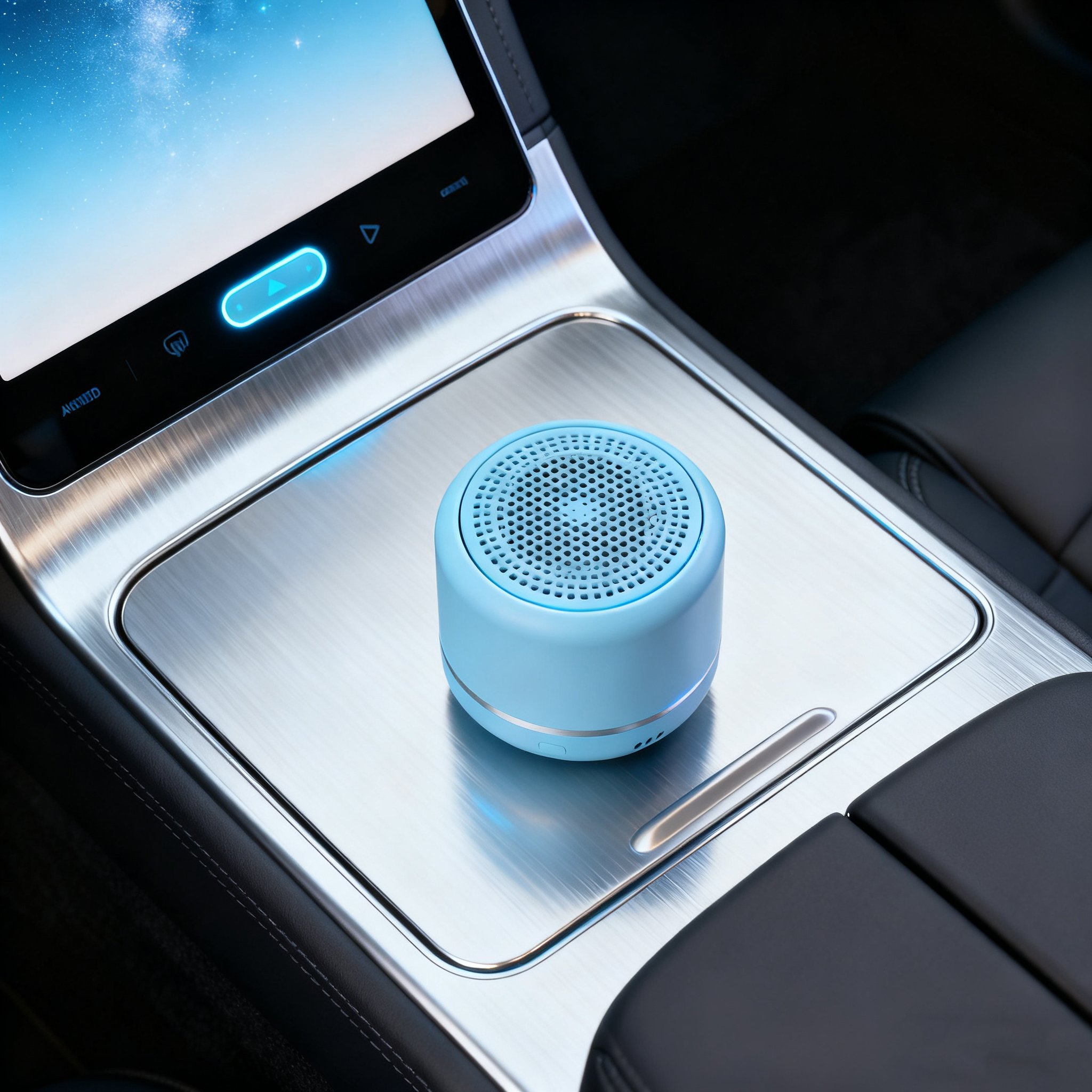 Kompaktní bluetooth reproduktor v interiéru auta
